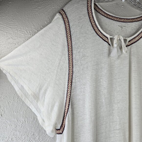Garnet Hill Shift Sz Dress XL White Organic Linen Southwestern Boho Relaxed Fit - Picture 6 of 12